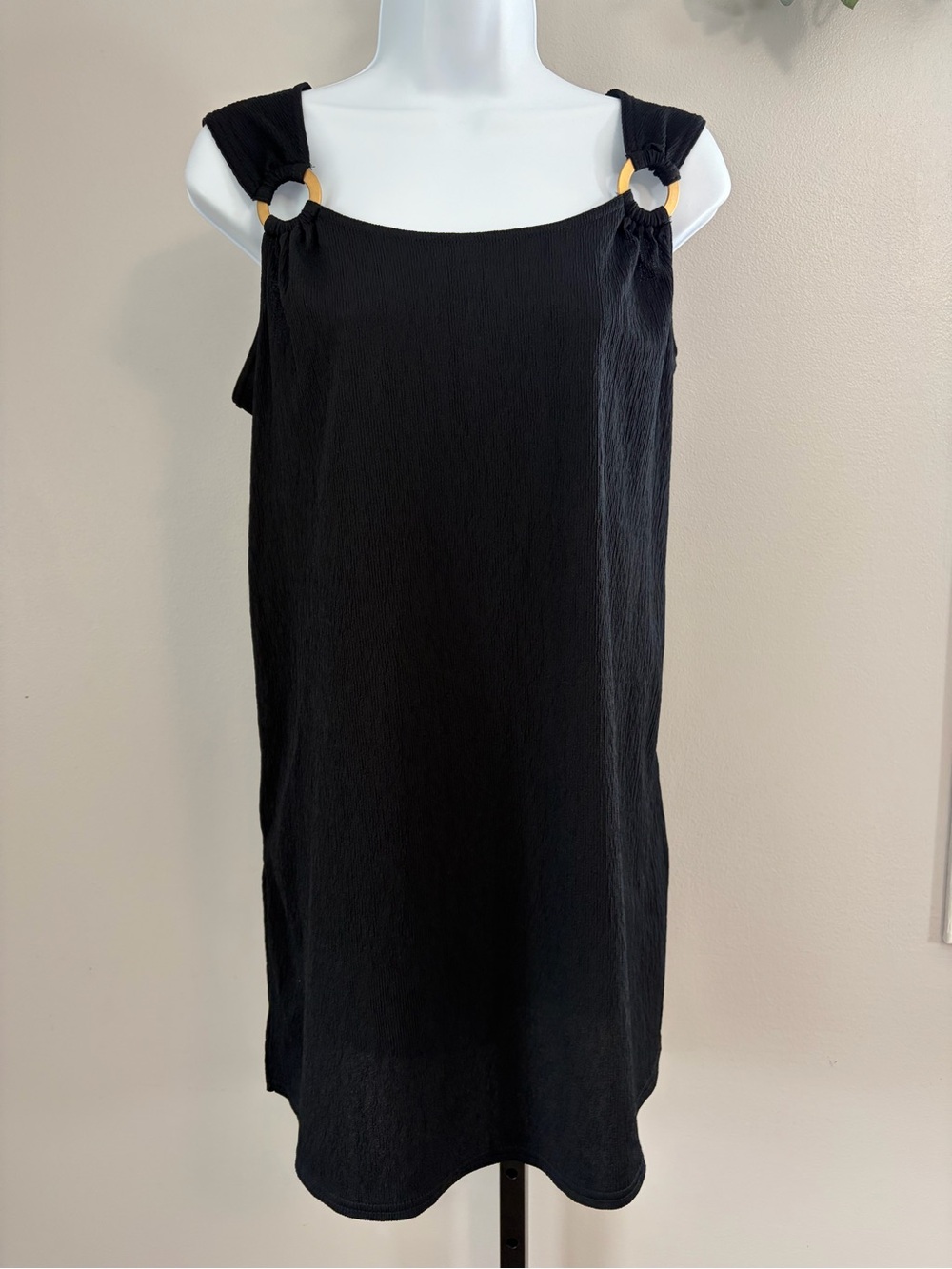 croft & barrow Black Ribbed Sleeveless swim cover/ tunic.